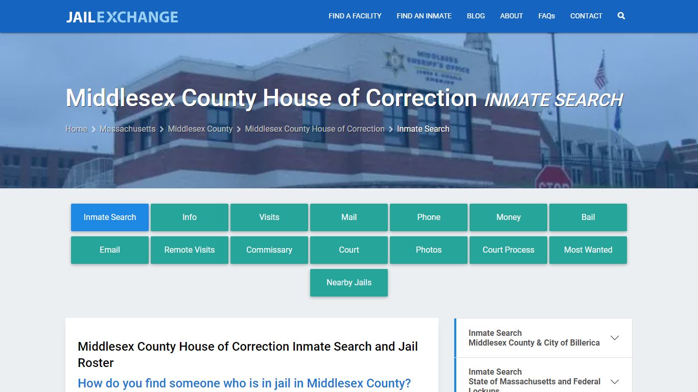 Middlesex County House of Correction Inmate Search - Jail Exchange
